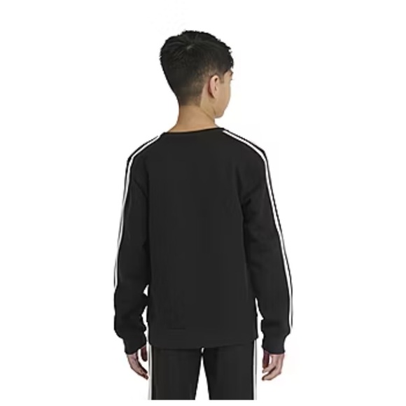 ADIDAS Boys Essentials 3-Stripes Fleece Crew-neck Sweatshirt, embroidered logo - Picture 3 of 9